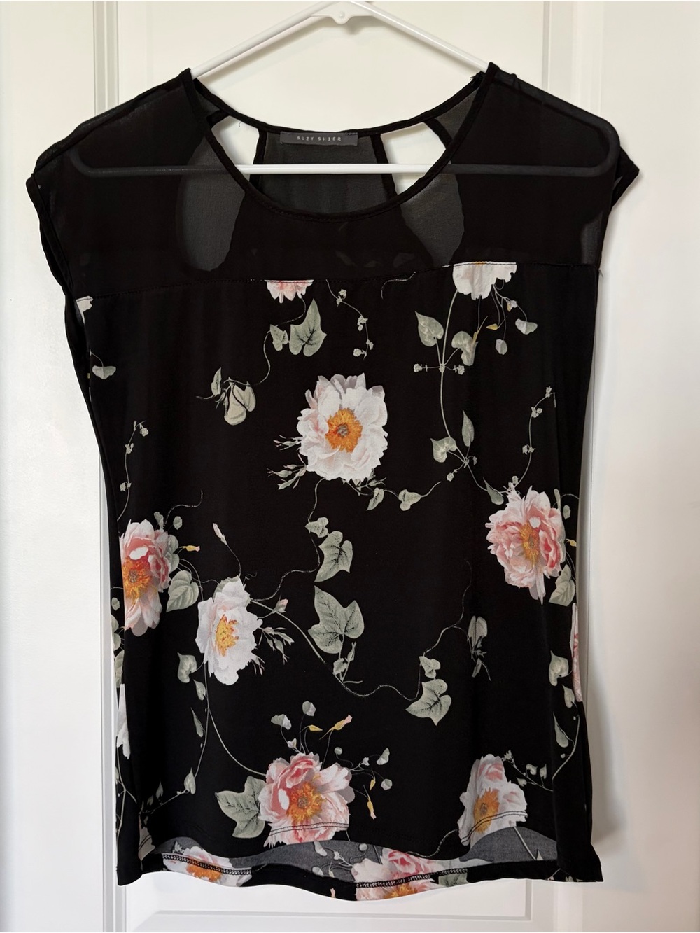 Suzy Shier-floral short sleeve shirt